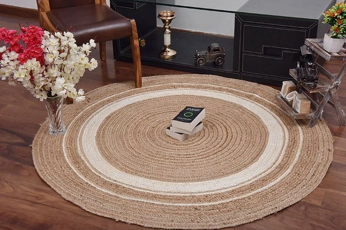 Jute 100% Natural Woven Jute Rug Handmade Double-sided Rustic Look Home Living Room Decorative Carpet Prayer Mat Muslim