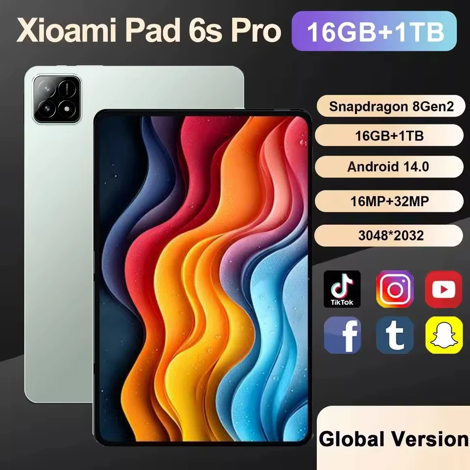 

Newest Xioami PAD 6S PRO Global Version Tablet Android14 16GB 1TB 11Inch 5G Dual SIM Card WIFI Bluetooth Google Play Tablet PC