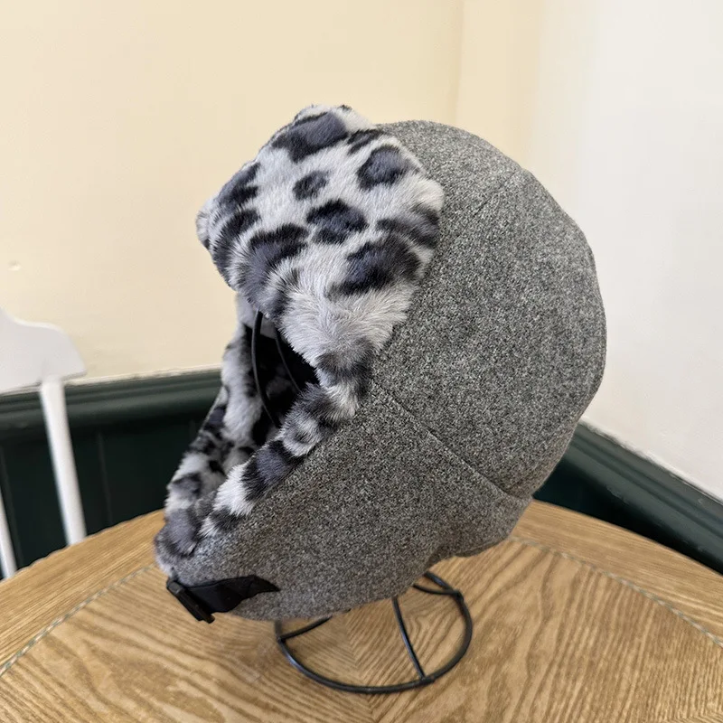 Bomber Hat Earflap Women Winter Autumn Leopard Warm Skiing Accessory For Sports Outdoors Holiday