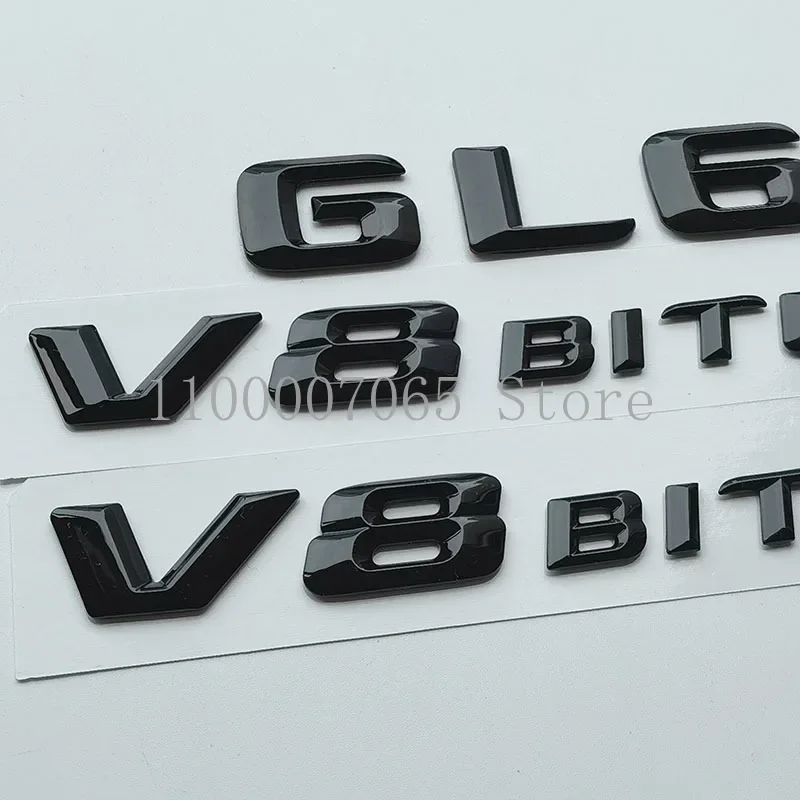 2015 Glossy Black 3D Letters GL63 V8 Biturbo Top ABS Emblem for Car Side Fender Trunk Nameplate Logo Sticker