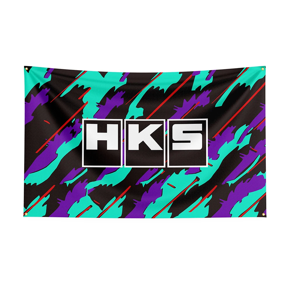 

90x150cm HKS Flag Polyester Prlnted Raclng Car Banner For Decor 1