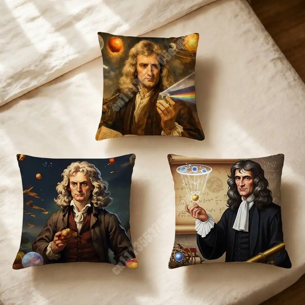 Scientist Sir Isaac Newton Gravity Printed Pillow Cover Sofa Couch Bedroom Cinema Home Theater Decoration