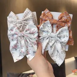 2pcs Spring Summer Women Kids New Floral Printed Bows Hair Clip Fresh Cute Hair Pins Barrettes Headwear Girls Hair Accessories