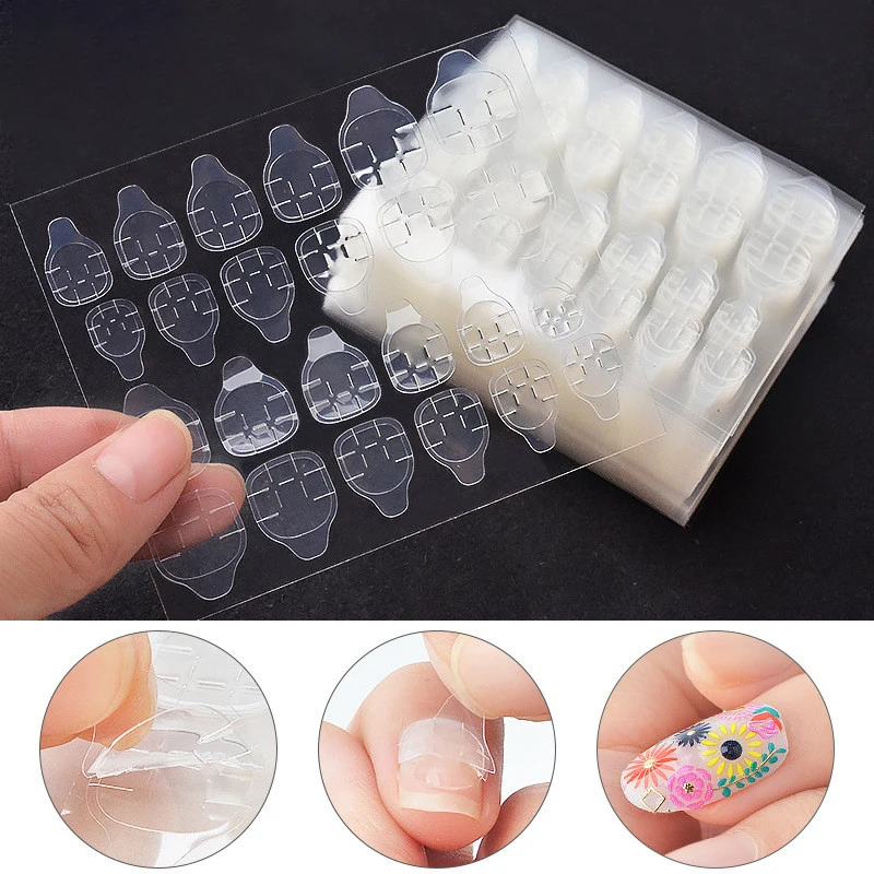 10 arkuszy/240 sztuk dwustronna sztuczna taśma klejąca do paznokci klej naklejka DIY Nail Art