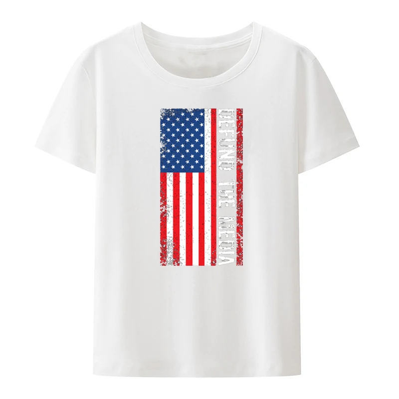 Defund the Media American Printed T-shirt Funny Tee Comics Unique Shirts and Blouses Ulzzang Lovely Comfortable Pattern Koszulki