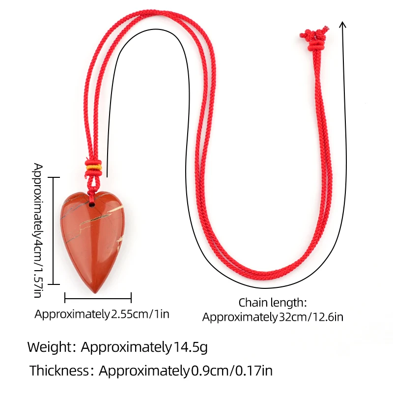 Hot Selling Simple Natural Opalite Long Heart Shaped Pendant Necklace Fashion Jewelry Gift for Men & Women