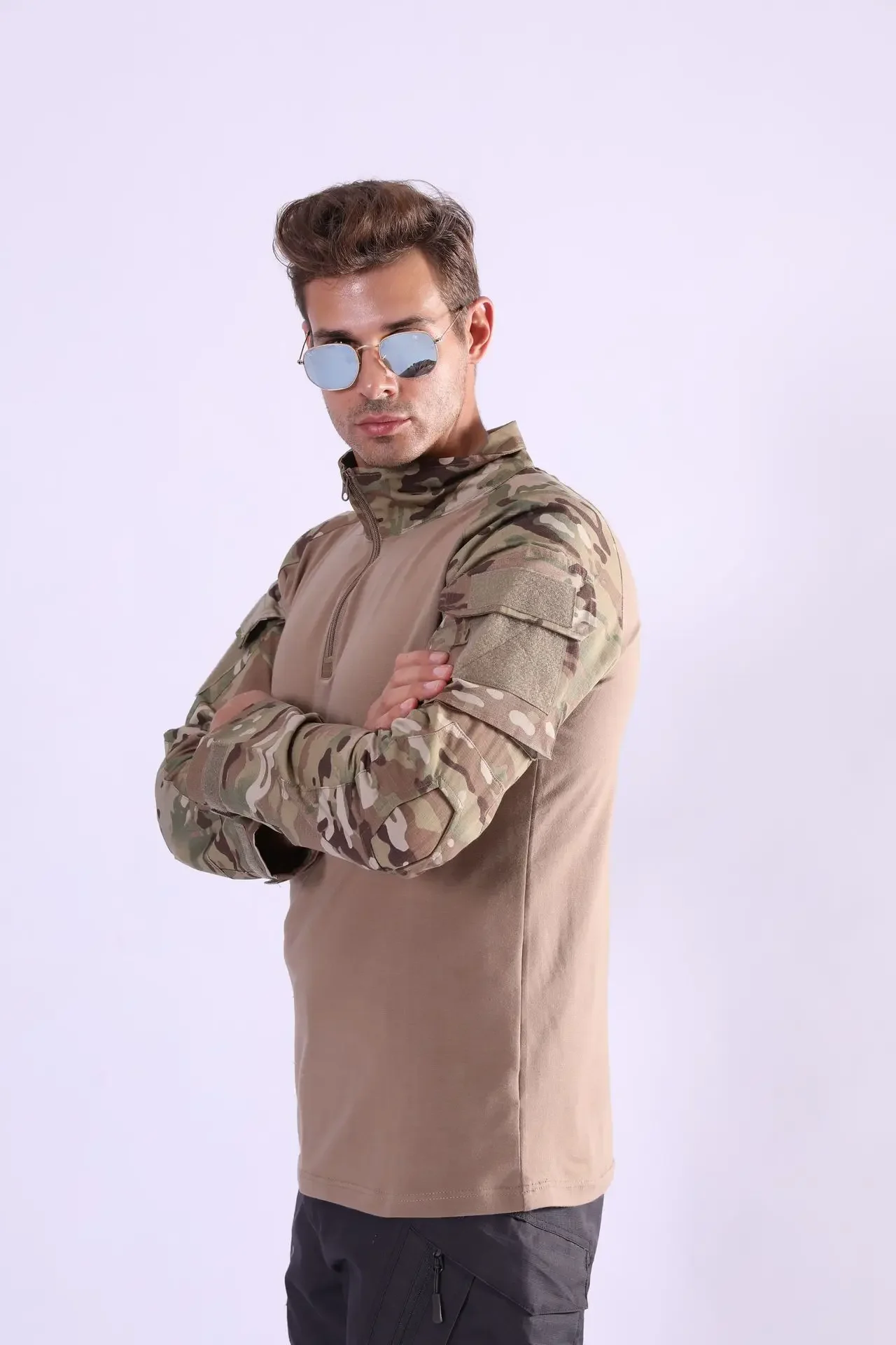 T-shirt à manches longues pour hommes, uniformes militaires, entraînement sportif, chemises de pêche, chemise de skip, Dull