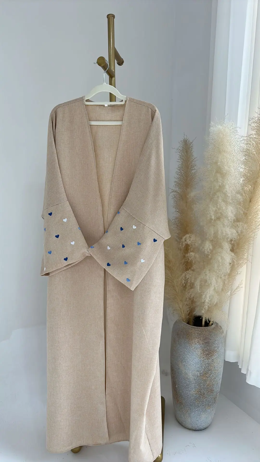 

Открытый женский кардиган Дубай Abaya с вышивкой Love, мусульманское платье, кимоно Рамадан ИД, Турция, ислам, кафтан, арабский халат Caftan Jalabiya