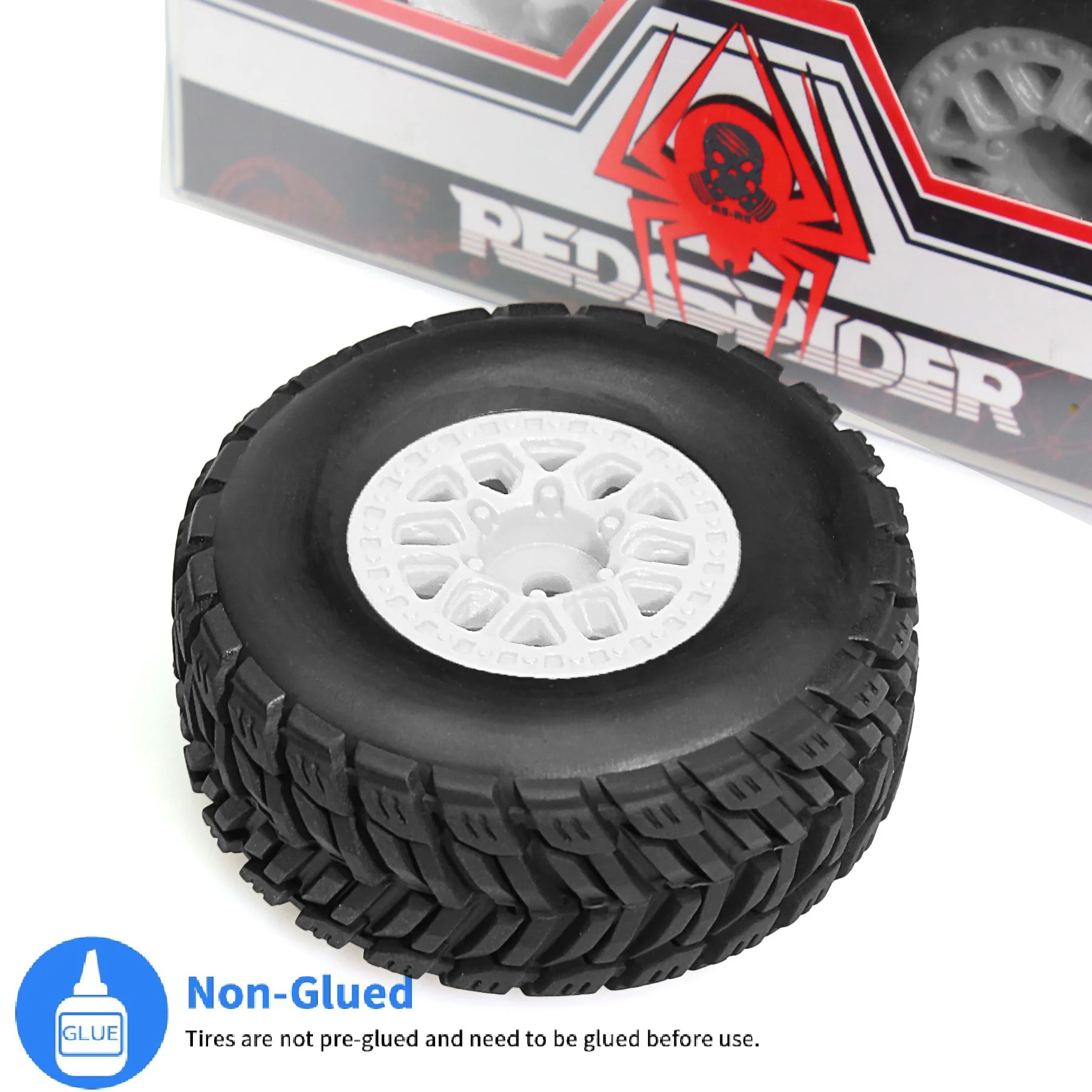 4개 RC 숏 코스 트럭 타이어 및 휠 육각 12mm 진공 타이어 OD 2.56" (1/14 1/16 1/18 RC 오프로드/온로드 ARRMA Mojave GROM 용)