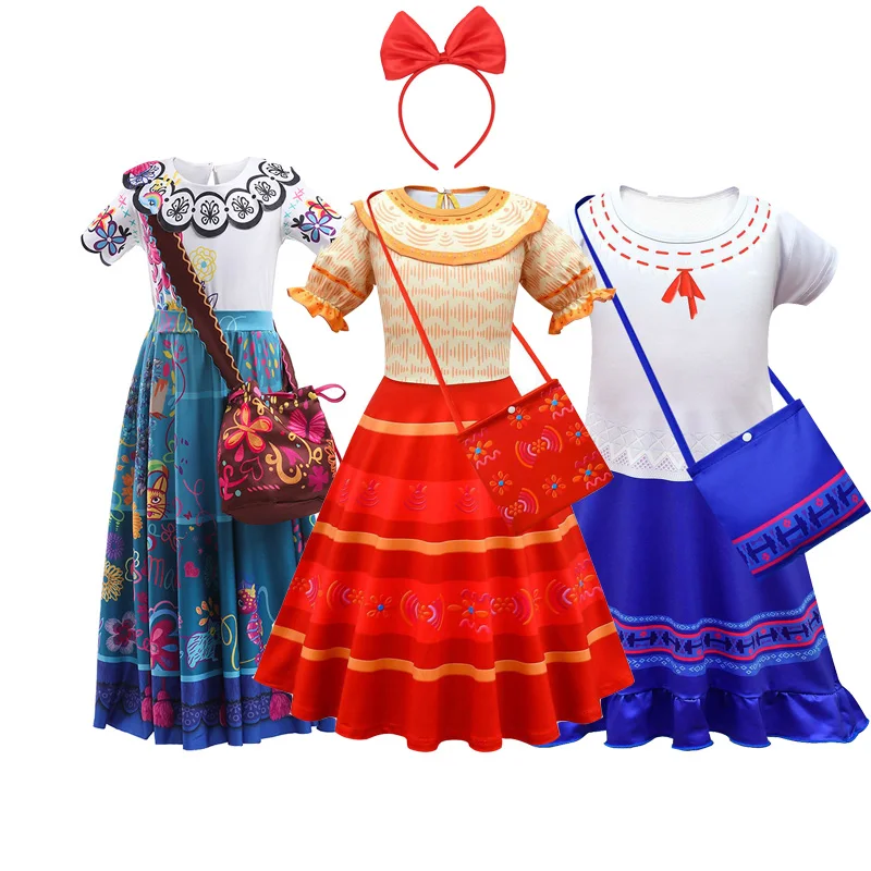 

Film Encanto Mirabel Cosplay Costume Mirabel Abuela Alma Isabella Luisa Princess Dress For Girls