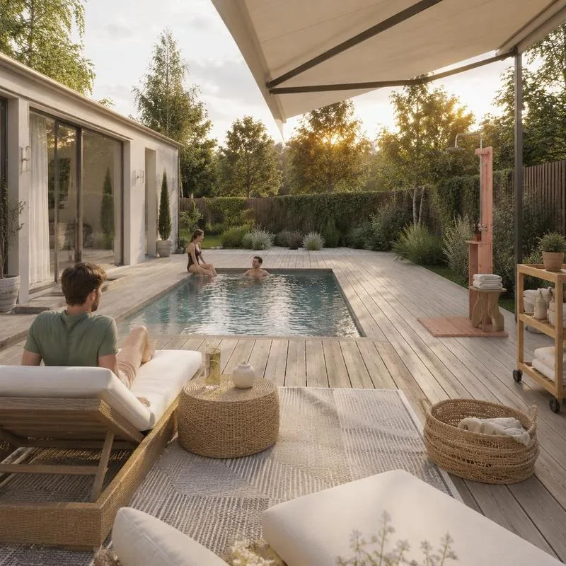 Colonnes de douche extérieures pour jardin, patio, cour arrière, piscine, finition naturelle, 206 cm, Été, Jour de l'Indépendance, 4 juillet, Cadeau, Maison neuve, Fête des Pères, Stations de bain, Stations de rinçage