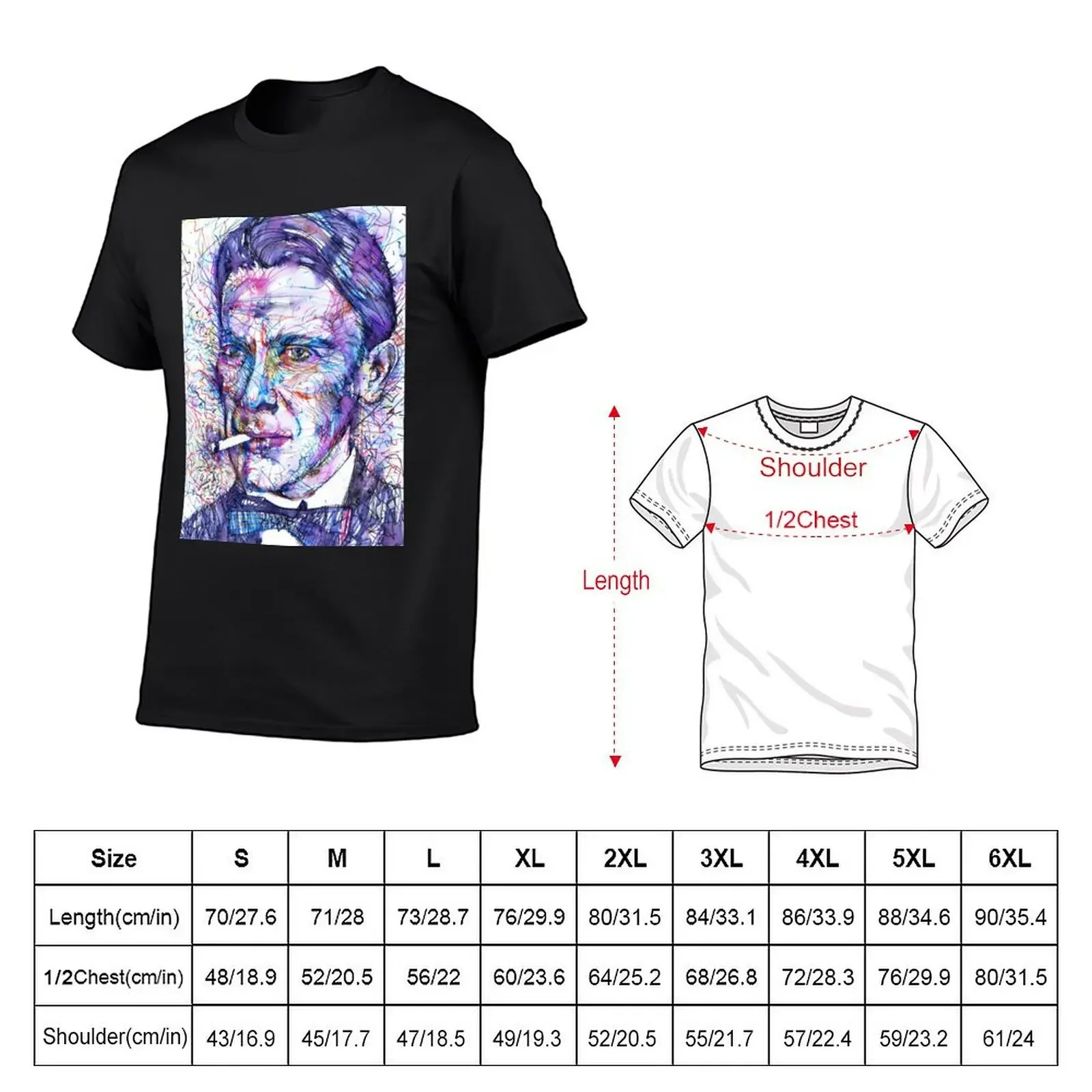 MIKHAIL BULGAKOV - watercolor portrait.2 T-Shirt street wear anime stuff Aesthetic clothing T-shirts for men cotton