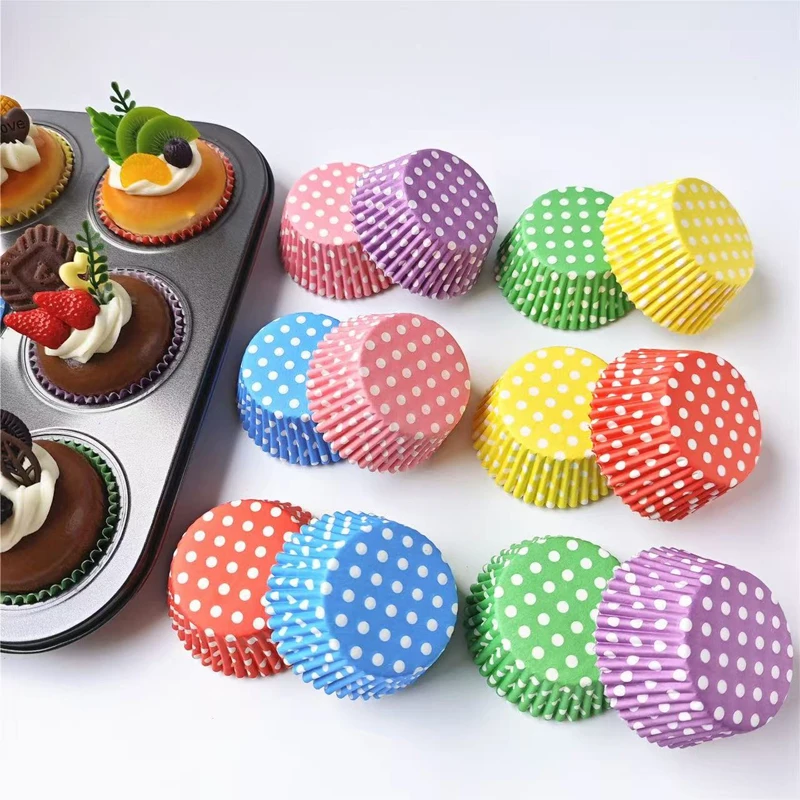 

100Pcs Polka Dot Cake Paper Liners, Oil-Proof Baking Cups, Perfect for Cakes, Desserts, and Party Decorations