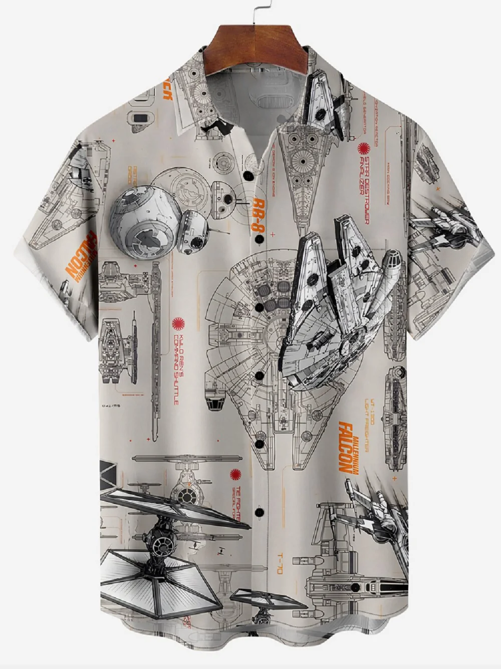 Camisas de verano para hombre, Tops informales hawaianos para la playa, camisetas con estampado de cohetes y planeta de dibujos animados, camisas de manga corta de gran tamaño con botones