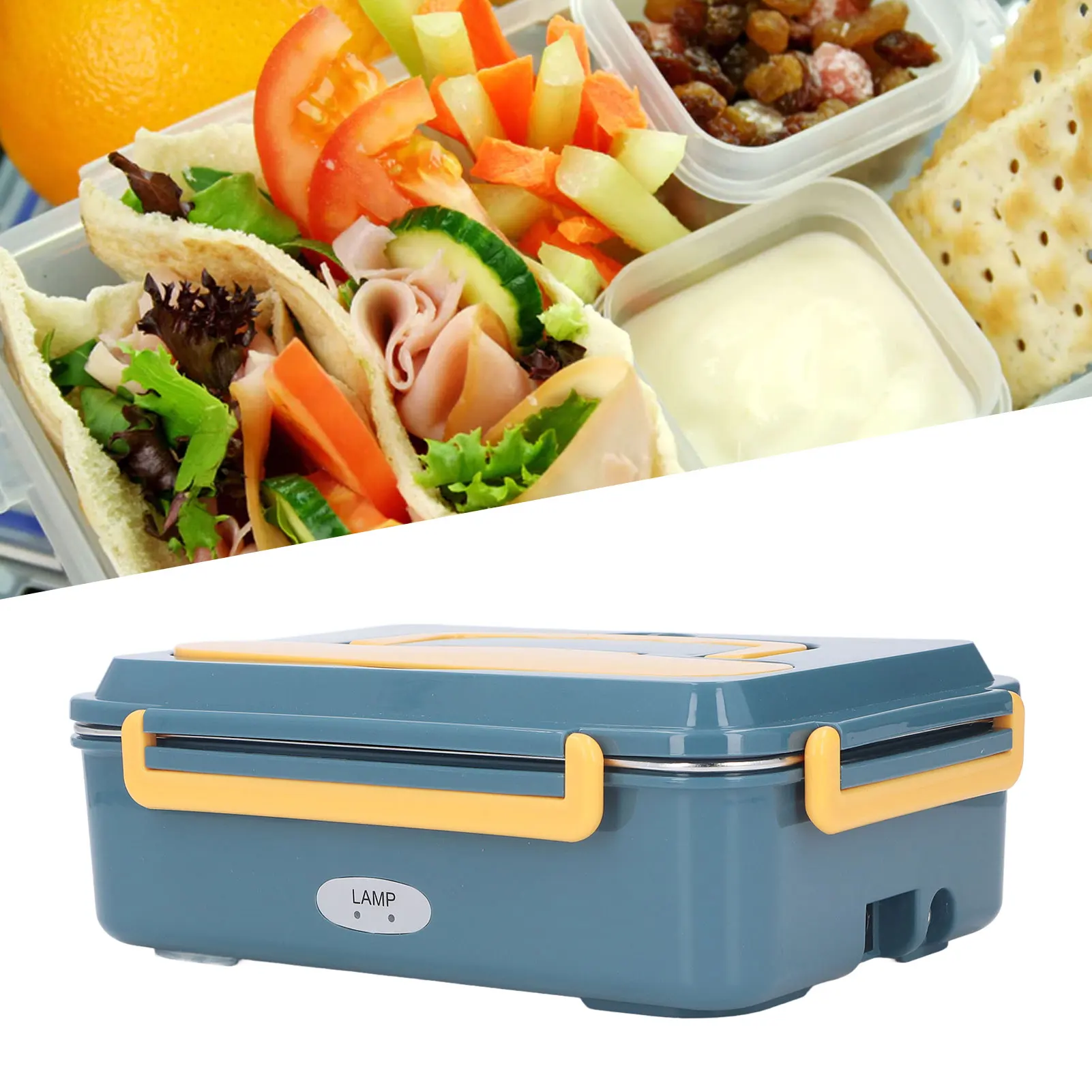 Electric Lunch Box 304 Stainless Steel Water Free Pluggable Dark Green Leakproof Portable Office Car Heated Lunch Box US Plug