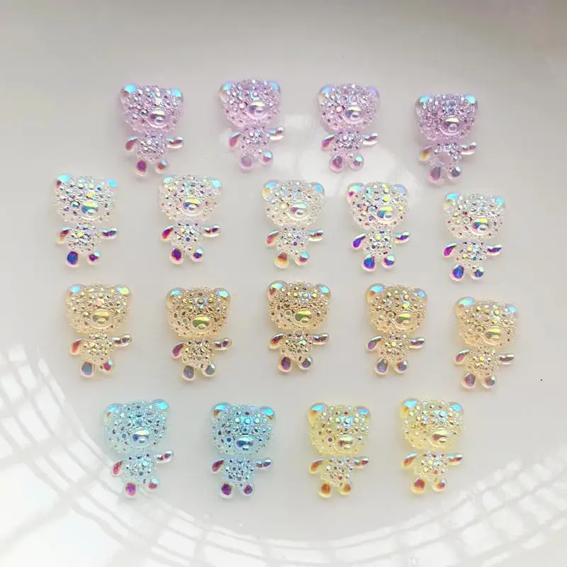 50pcs resin nail art charm bear AB nail shiny Rhinestone for DIY crafts jewelry decoration accessories scrapbooking