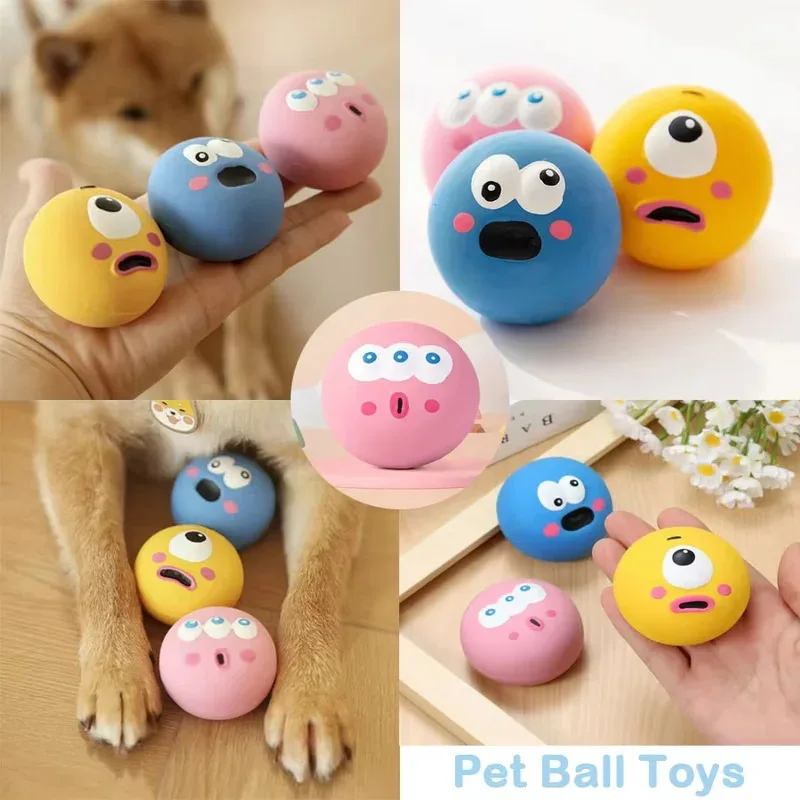 

Squeaky Dog Toys for Aggressive Chewers 4 Pack Durable Rubber Chew Ball with Cleaning Teeth Bite Resistant Interactive
