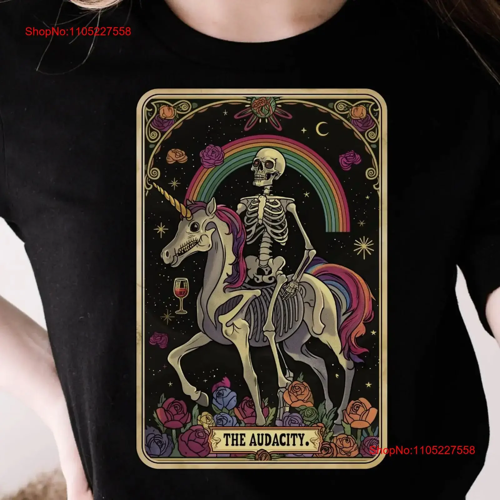 The Audacity Skeleton Tarot Card T Shirt Funny Mystical s Fortune Teller Divination Witchy Clothes Wicca OcculT vintage Washed