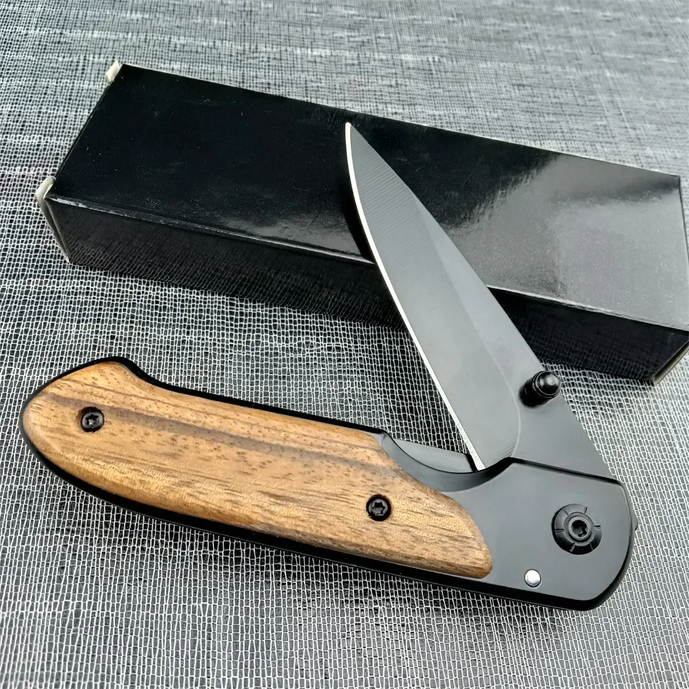 BM DA44 Ourdoor Survival Pocket Folding Knife Wood Handle Titanium Finish Blade Tactical Knifes EDC Hunting Self Defense Knives