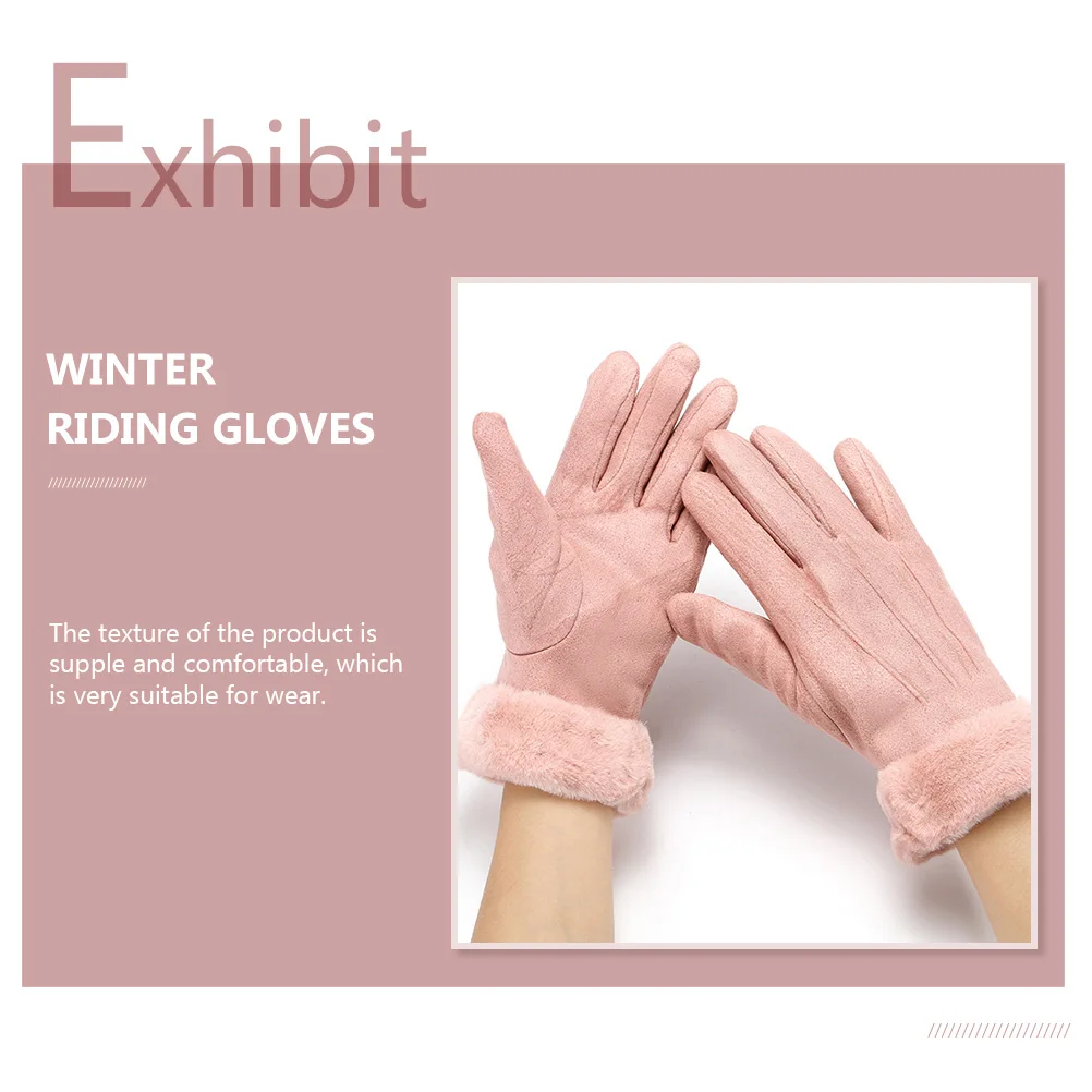 

Winter Suede Fabric Warm Comfortable Lightweight Flexible Riding Outdoor Activities Skiing Gloves Winter Girl Gloves