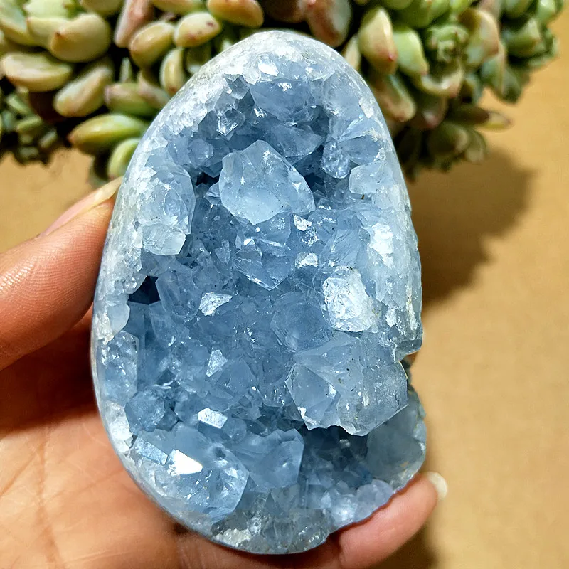 Natural Stone Celestine Crystal Mineral Specimen Room Decoration Blue Stons  Cluster Feng Shui Energy Healing