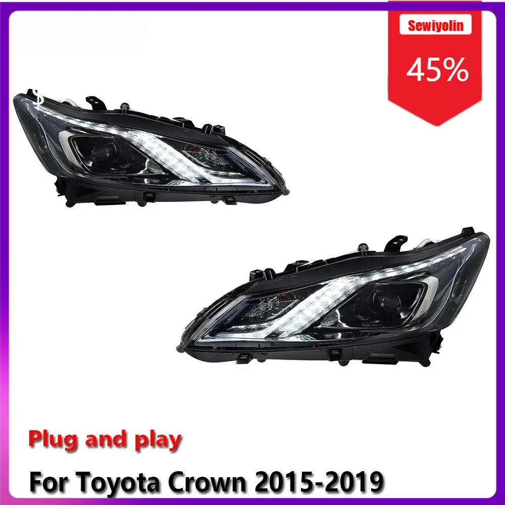 

Автомобильные светодиодные лампы Sewiyolin в сборе для Toyota Crown 2015-2019, противотуманные фары DRL, стоп-сигналы поворота