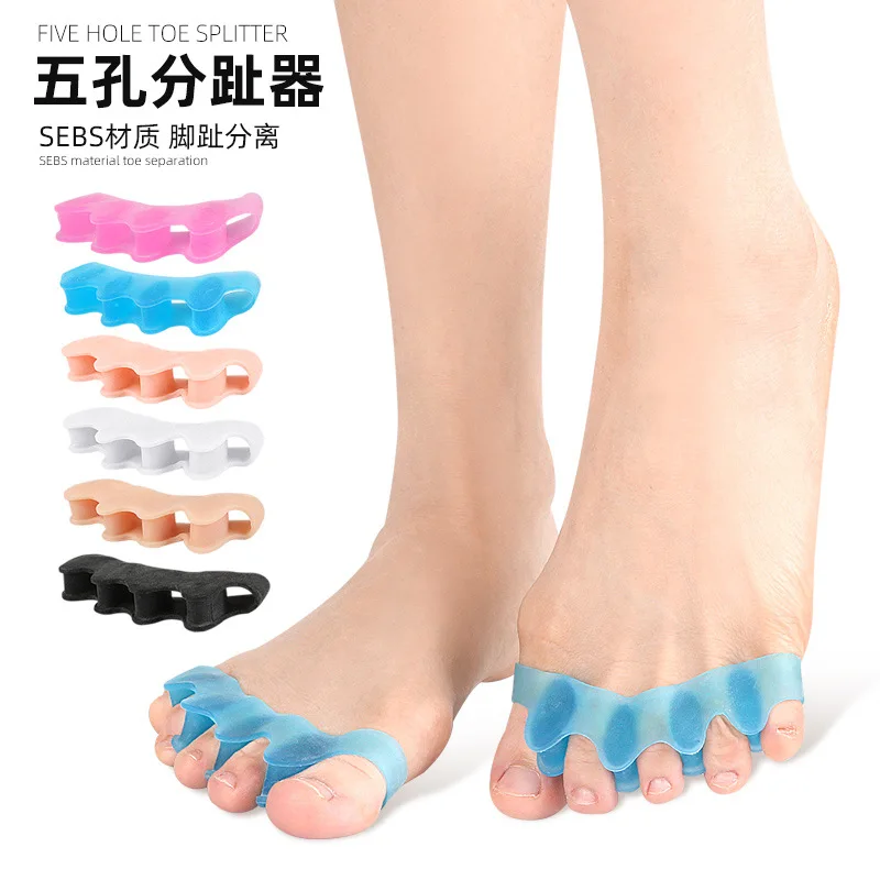 

A Pair of Toe Valgus Orthosis Silicone Improvement Five-hole Toe Splint Correction Care Protective Sleeve for Overlapping Toes