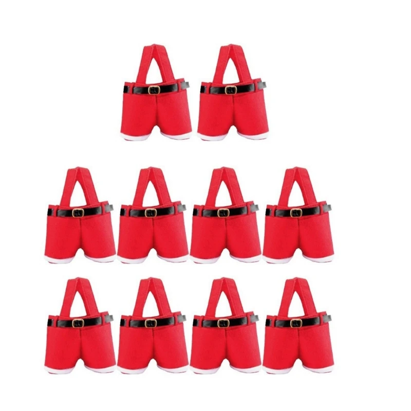 

10pcs Christmas Wine Bottle Bag Santa Pants Gift Bag Creative Lovely Gift Bags for Holiday Parties