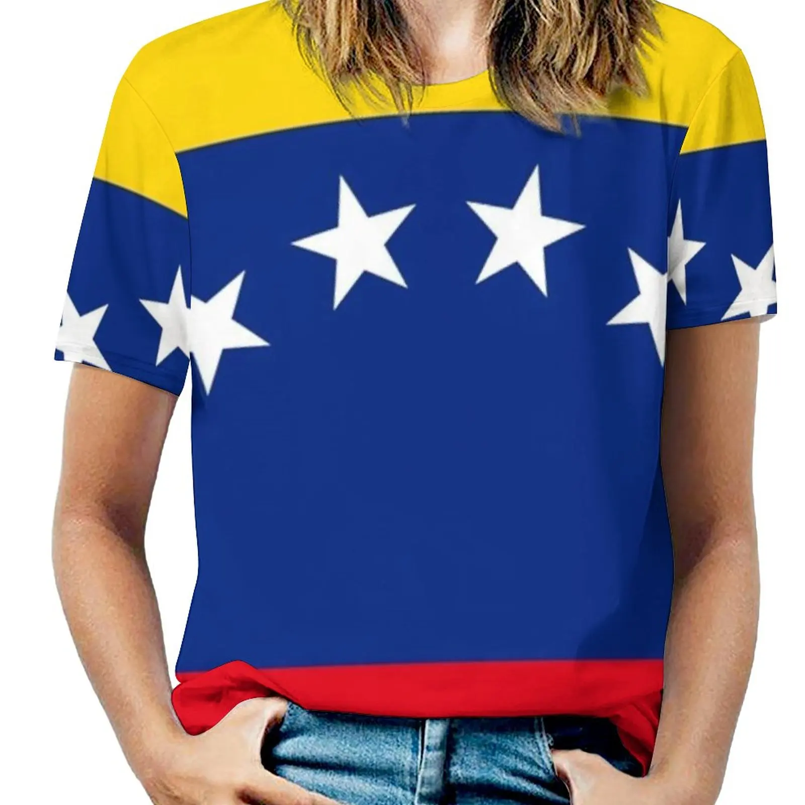 Flag Of Venezuela Women\'S T-Shirt Summer Fashion Print Floral V-Neck Zipper Tshirt Hollow Pullover Ladies Top Flag Of Venezuela