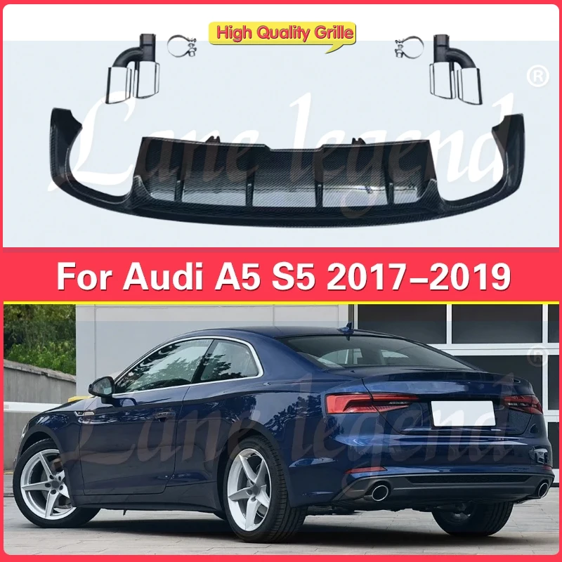 Rear Diffuser Bumper Lip Spoiler for Audi A5 2017 2018 2019 S5 Style Car Bumper Diffuser Guard Body Kits Car Styling Accessories