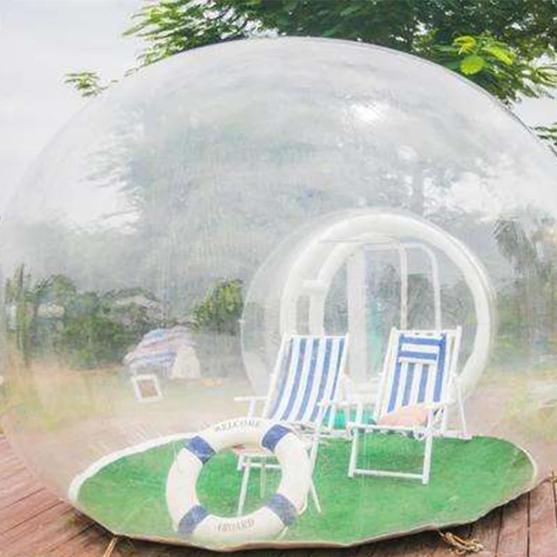 Outdoor Single Tunnel Family Camping Inflatable Bubble Tent Large DIY House Home Backyard Transparent Tent Blower 2-4 People