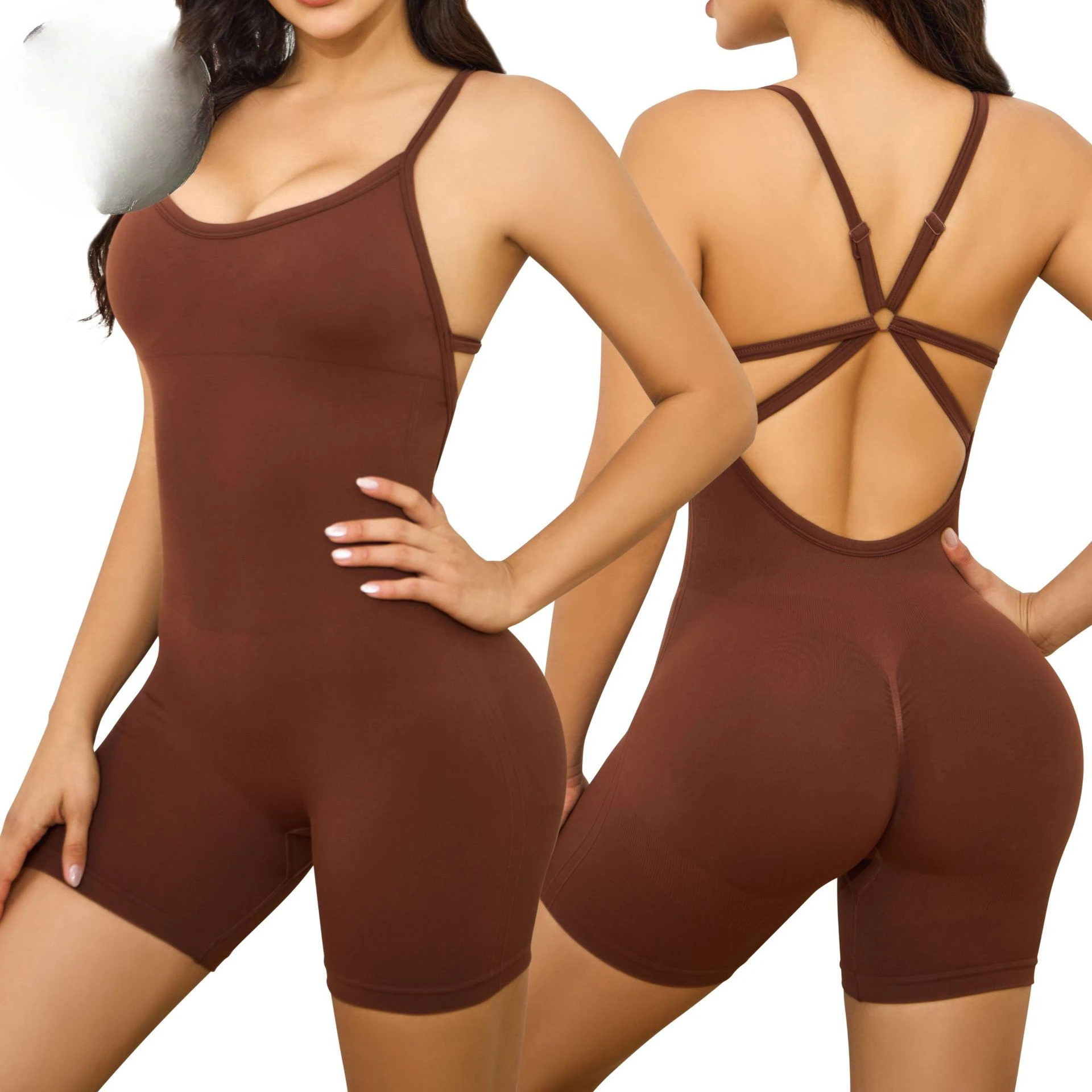 

Kintted Fitness Junpsuits Sports Gym One-piece Yoga Clothes Women Workout Rompers Outfit Bodysuit Casual Streetwear Playsuits