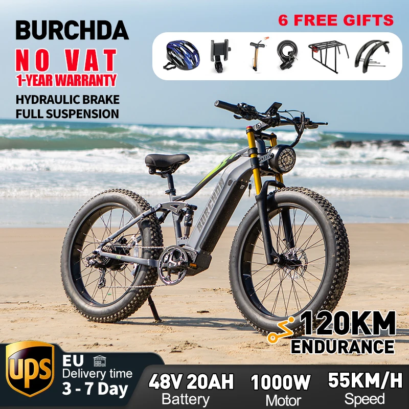 BURCHDA RX80Electric Bike 1500W Motor Adults 48V40AH Electric Bicycle 26 Inch 4.0 Fat Tire Road Snow Mountain MTB Motorbike