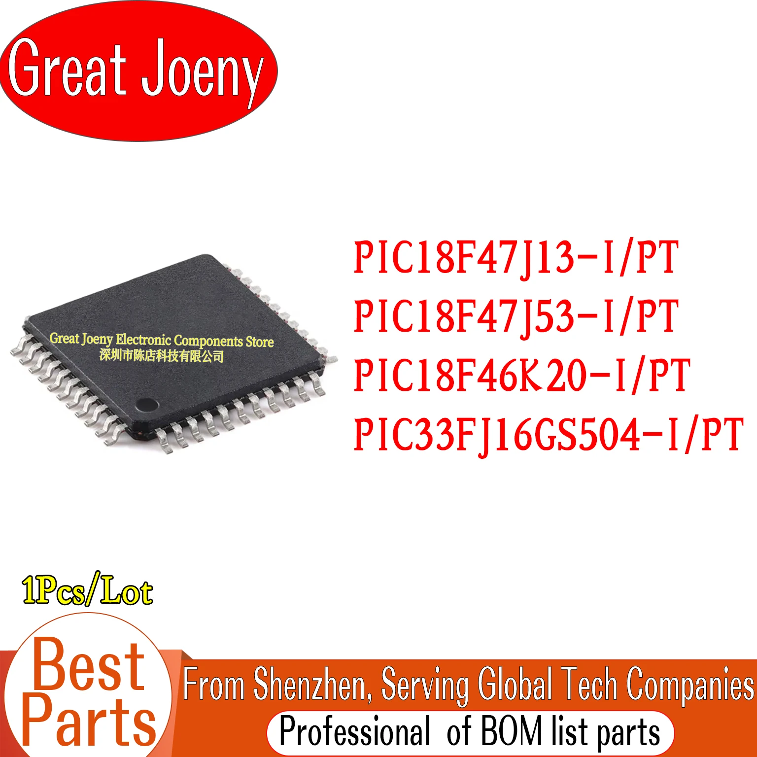 

PIC18F47J13-I/PT PIC18F47J53-I/PT PIC18F46K20-I/PT PIC33FJ16GS504-I/PT IC MCU Chipset TQFP-44