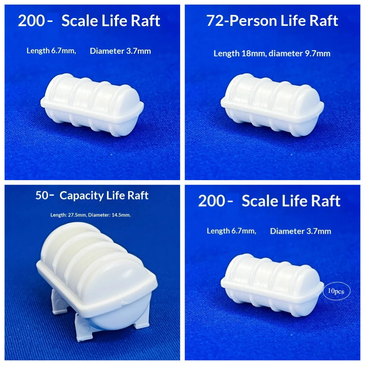 10PCS Mini ABS Plastic Life Raft Injection Molding Lifesaving Capsule DIY Ship Model Accessories 1/25 30 50 72 100 150 200 Scale