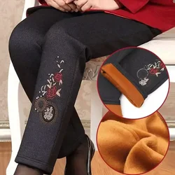 The elderly female winter women clothing and cotton trousers mother warm thicken elastic waist grandma pants joggers streetwear