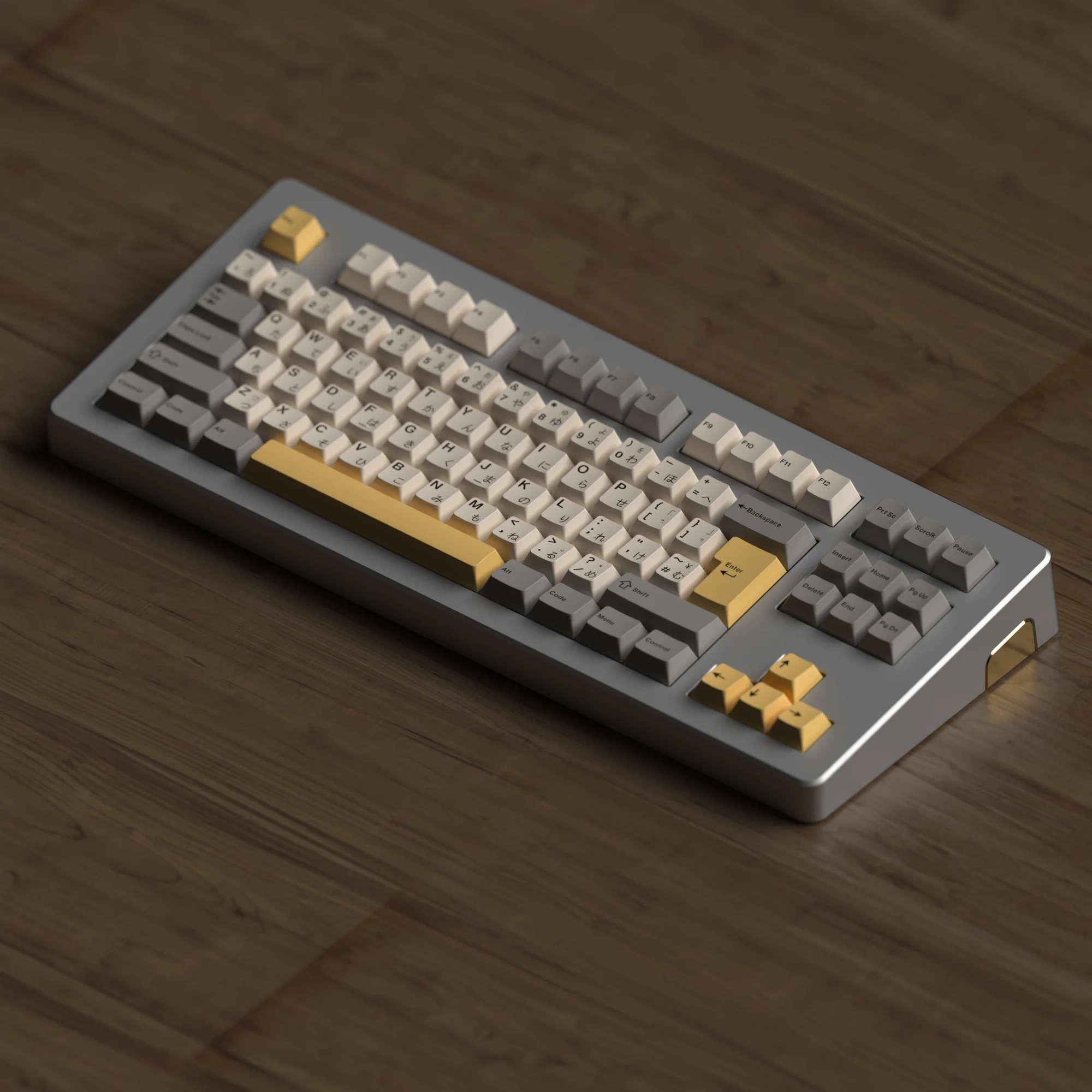 JKDK Profil Ceri Gurun PBT Sublimasi Panas Susu Abu-abu Kuning Profil Ceri untuk Cherry MX 61 68 104 980 Keycaps