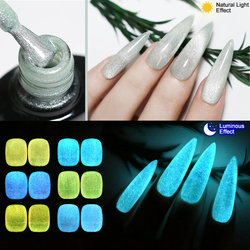 NAILCO 10ML Luminous Cat Magnetic Gel Glow-in-dark Soak Off UV LED Nail Gel Polish Fluorescent Color Change Nail Art Varnish