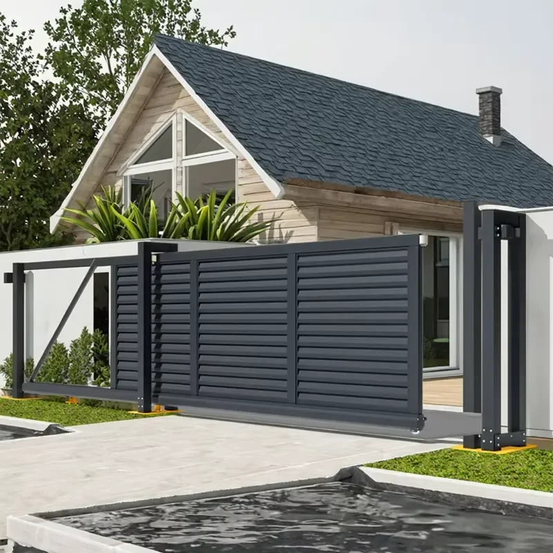 2026 Model Aluminum Cantilever Sliding Fence Intelligent Garden Sliding Cantilever Gate Automatic Outdoors Driveway Gates
