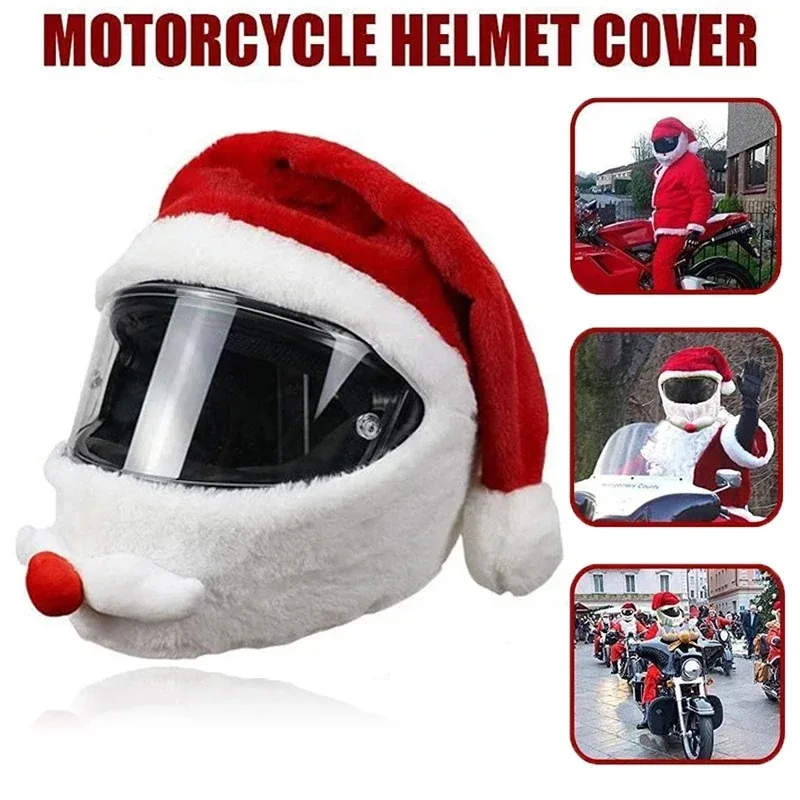 

Motorcycle Helmet Cover Christmas Santa Hat Full Face Safe Hat Santa Claus Racing Cap Merry Christmas Decoration Gift