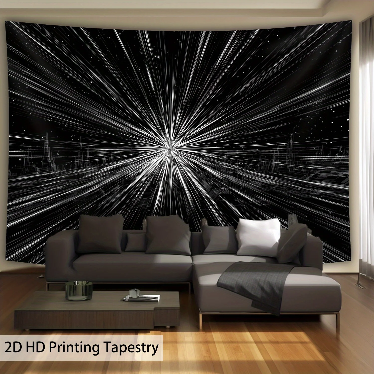 Cosmic Abstract Galaxy Starry Night Tapestry Wall Hanging Black Space Decor Modern Art Print for Living Room Bedroom Decor