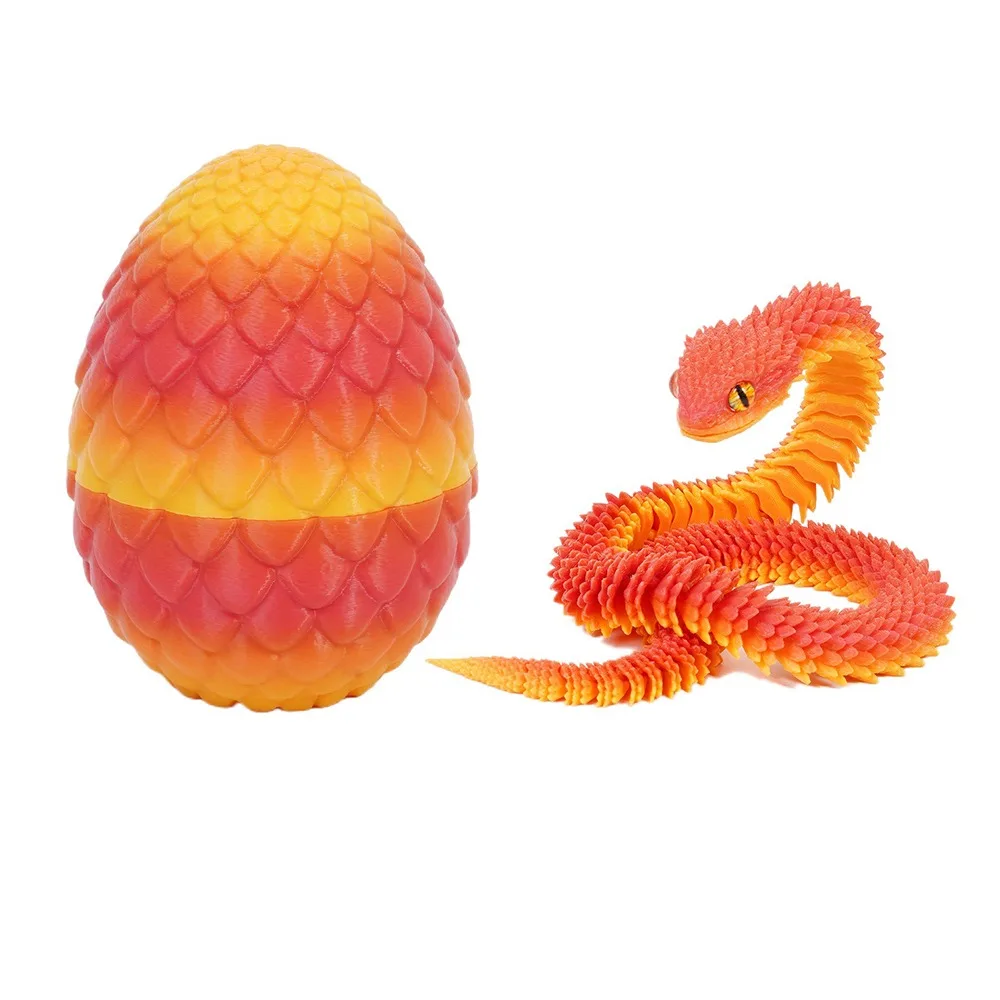 Creative 3D Printed Snake Toys All-in-one Molding Snake Egg 3D Printed Snake Egg Flexible Gradient Flower