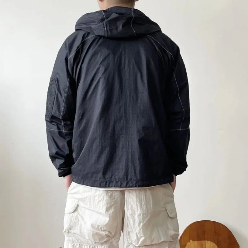 Japanese Style New Sun Protection Clothing for Men Thin Breathable Loose Hooded Jackets Outdoor Fishing Quick Drying Skin Coat