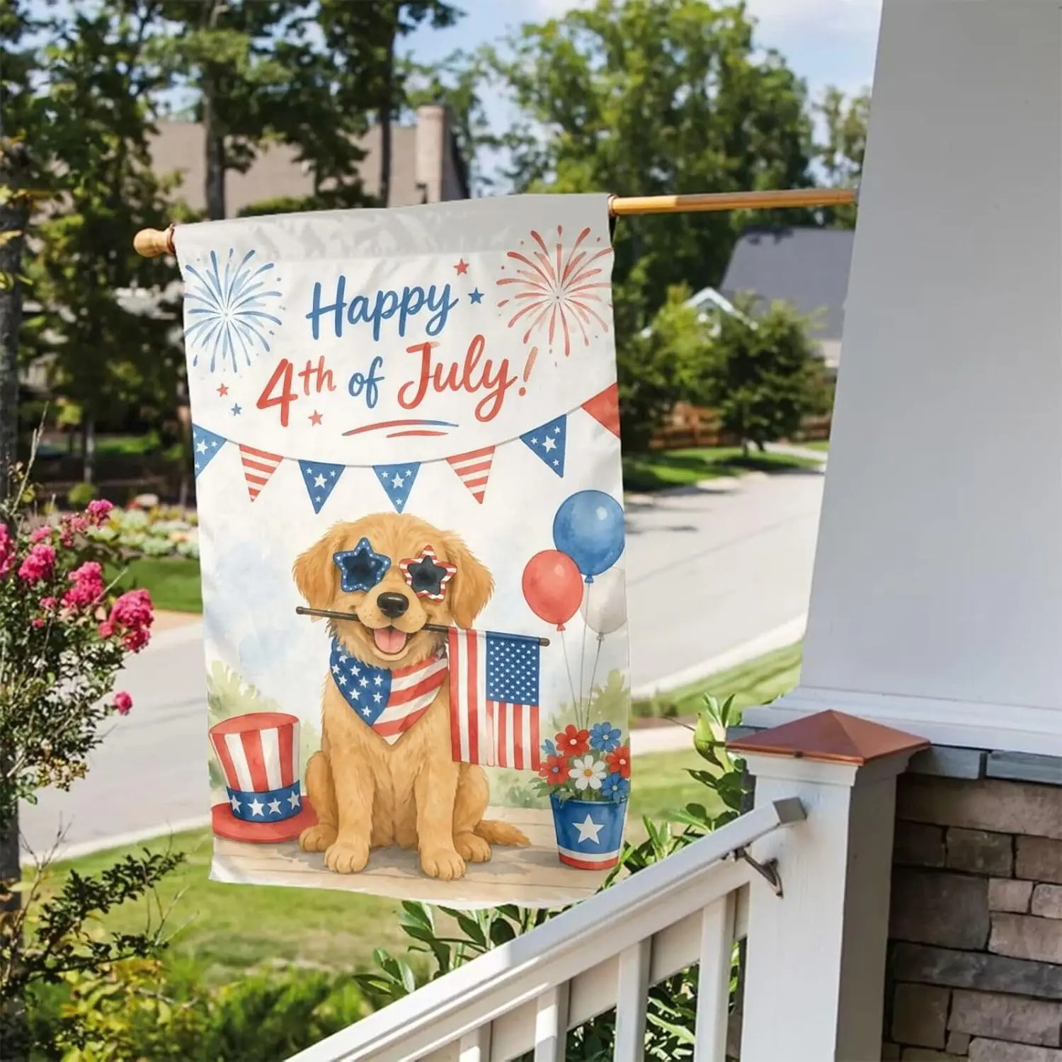 Independence Day Garden Flag 12x18in 4th of July Double Sided Yard Flags Ship Farmhouse Holiday Cute Dog Patriotic Decoratio xxl