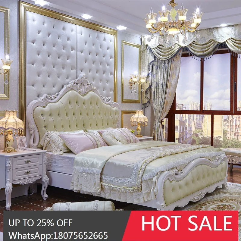 

SGF Bed Modern Minimalist Solid Wood Double Bed Extra Wide European Style Simple European