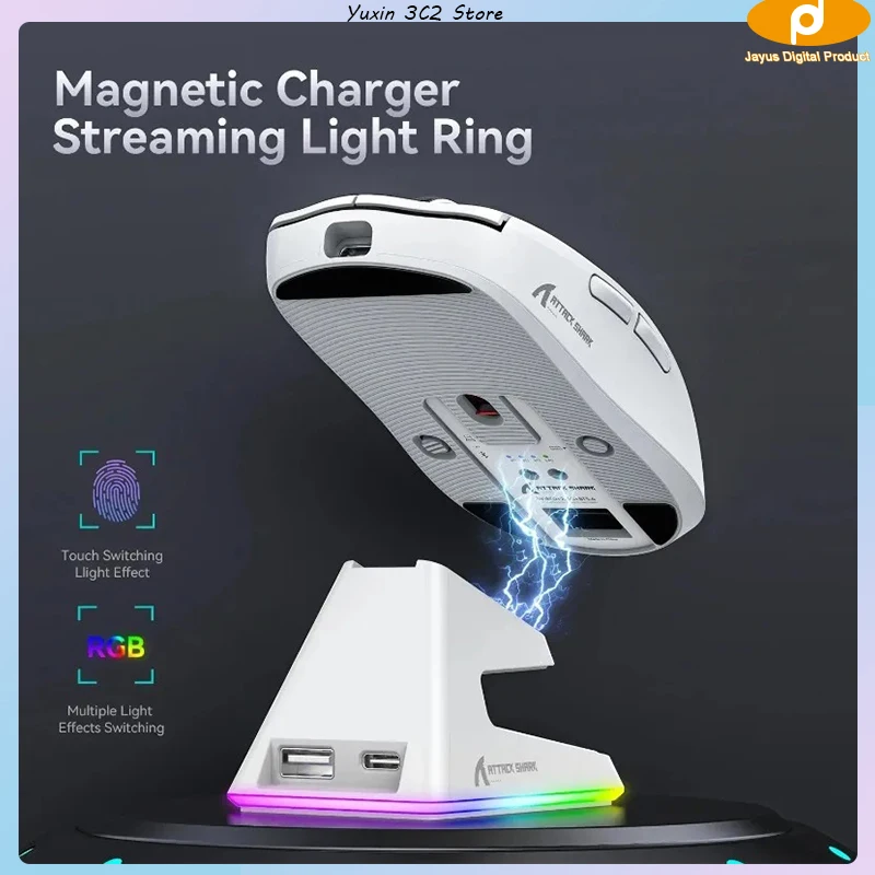Imagem -02 - Attack Shark X11 Lightpeso Mouse Jogo de E-sports o Terceiro Exame Mock Bluetooth sem Fio Doca de Carregamento Magnético Rgb