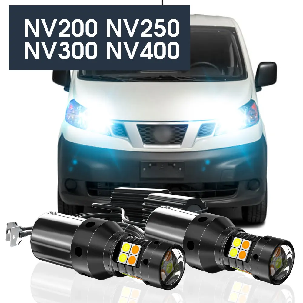 

2x LED Dual Mode Turn Signal+Daytime Running Light Blub DRL Canbus Accessories For Nissan NV200 NV250 NV300 NV400 2011 2012 2016