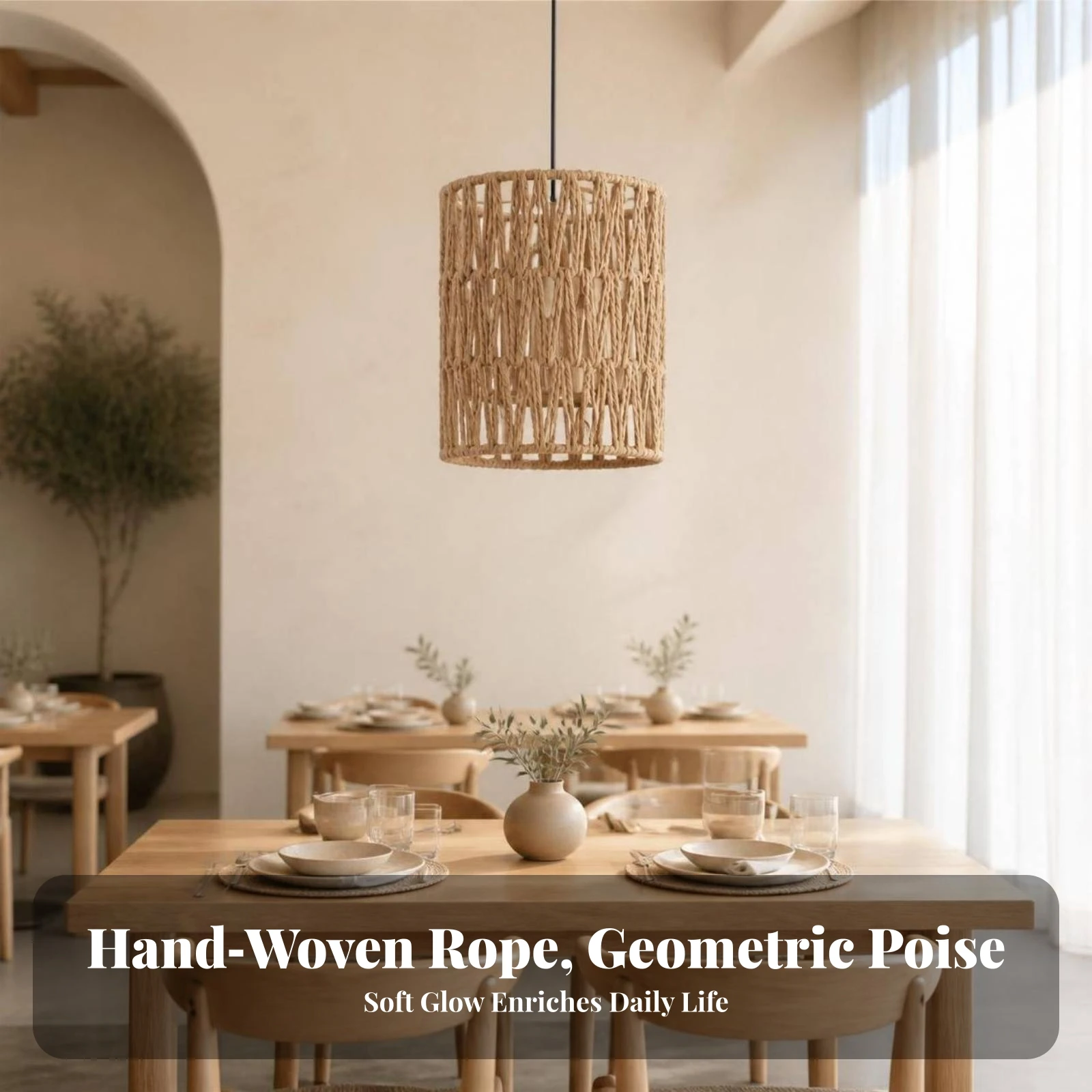 Pendant Light Shade Lightweight Woven Lampshade Pendant Shade Airy for Dining Room, Cafe