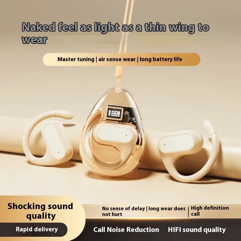 Z68 Pro Transparent OWS Wireless Earphones Headphones Non-Noise Cancelling TWS Smart Digital Display Long Battery Life LED