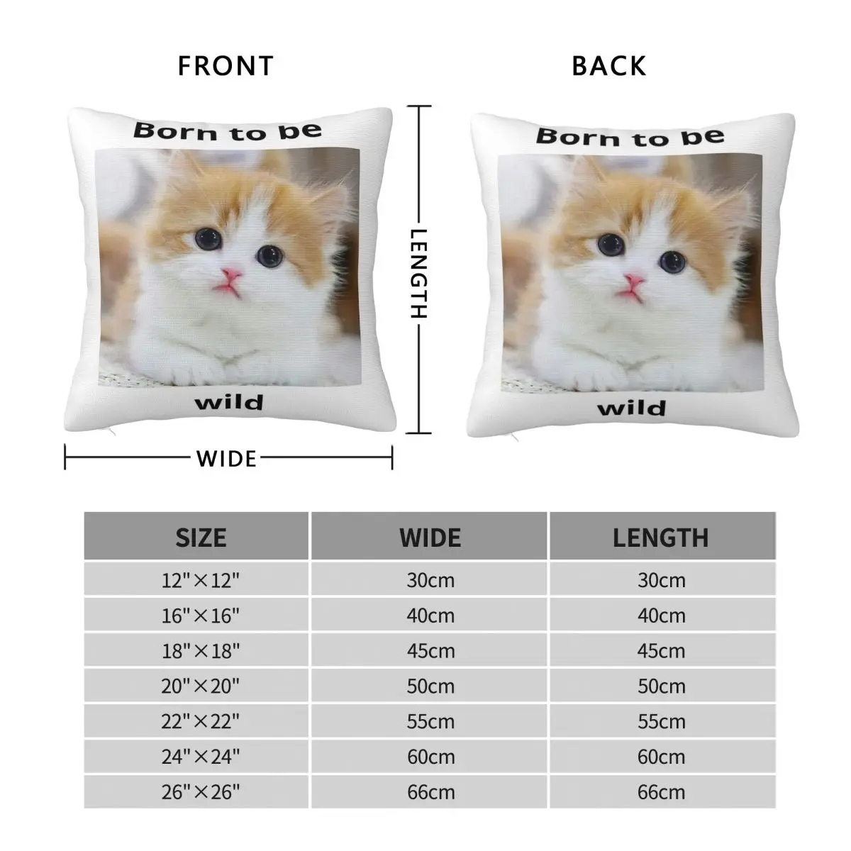 Kitten Born To Be Wild Square Pillowcase Polyester Linen Velvet Pattern Zip Decor Throw Pillow Case Home Cushion Cover